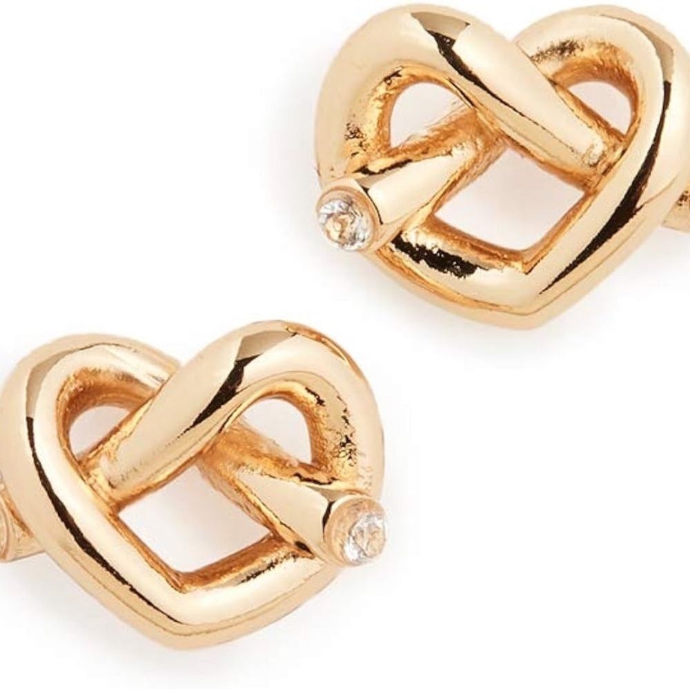 Kate Spade Loves Me Knot Stud Gold Tone Earrings, New In Box, Love Knot🖤♤🖤
